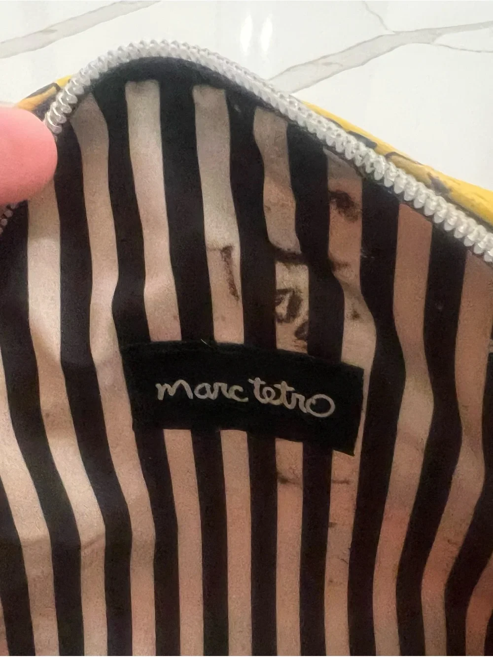 Marc Tetro Yellow NYC Taxi Print Cosmetic Pouch